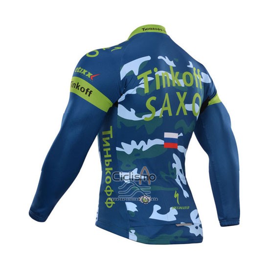 Tinkoff Saxo Bank Ropa Ciclismo Culotte Largo 2015 Mangas Largas Azur y Azul